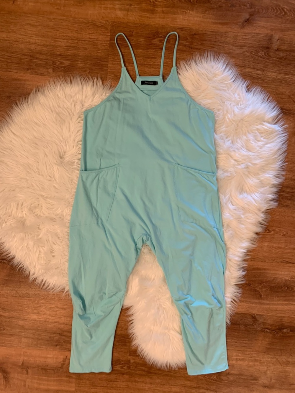 Automet Women’s Sleeveless Onesie Jumpsuit Boho Comfortable Mint Green Medium